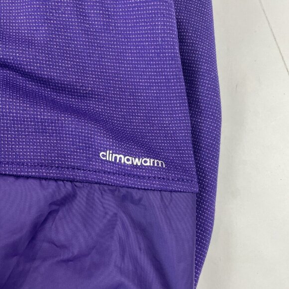 Adidas ClimaWarm 1/4 Zip Hoodie Pullover Jacket Women's L Purple Thumbholes Poly - Picture 11 of 11